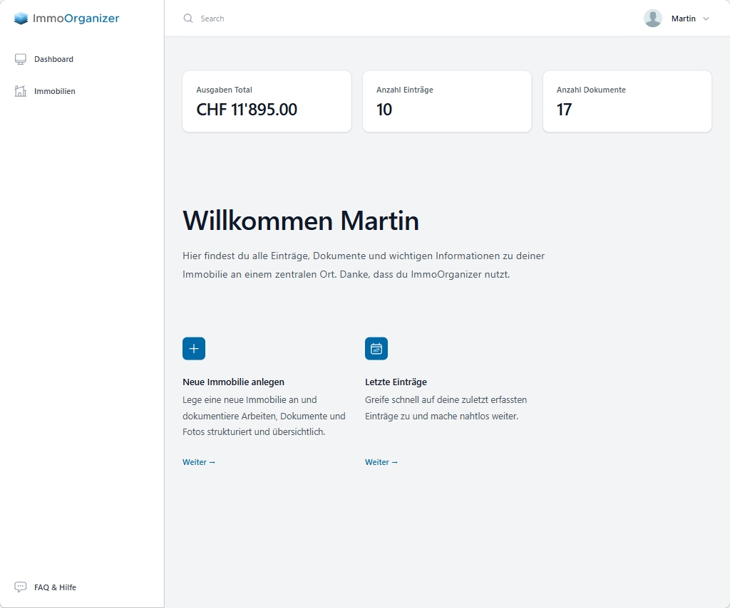 ImmoOrganizer Dashboard